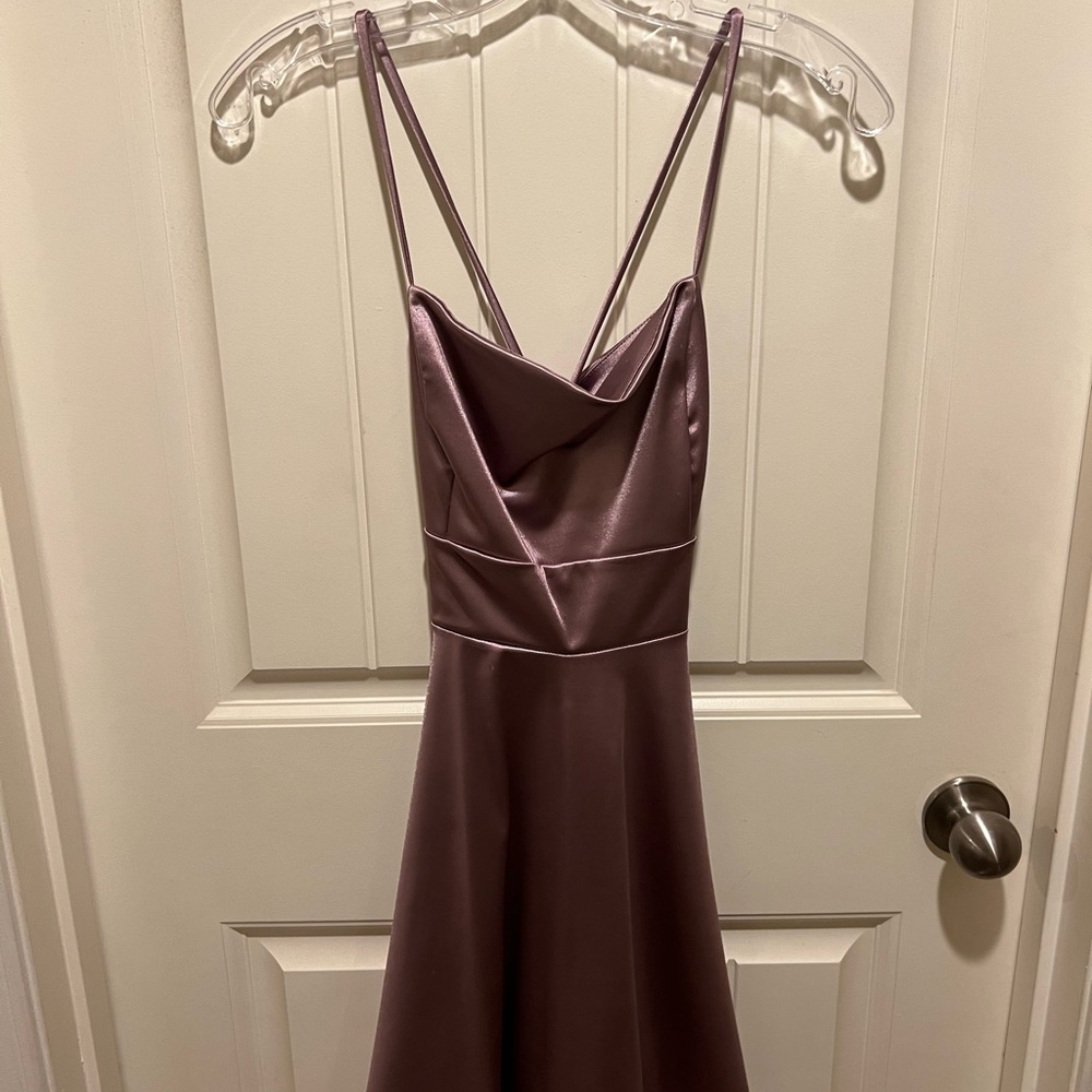 Elegant Mauve Spaghetti Strap Dress